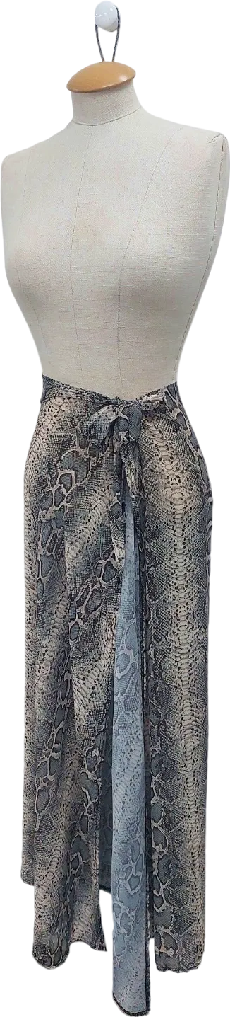 Pretty Little Thing Green Snake Print Wrap Skirt UK 4