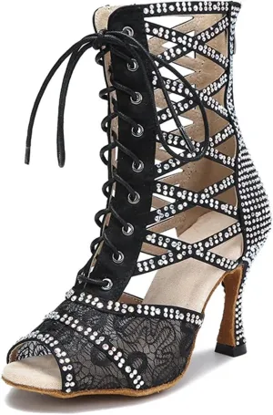 Red Wedding Dance Shoes - Ballroom Sandals for Salsa/Rumba (9CM/3.54")