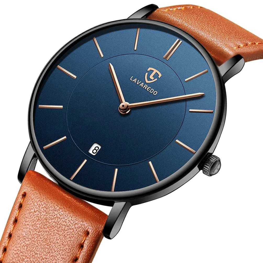 Refined Minimalist Men's Leather Wrist Watch