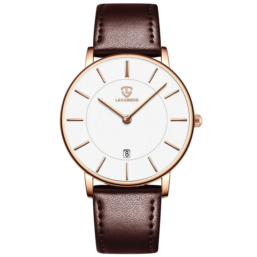 Refined Minimalist Men's Leather Wrist Watch