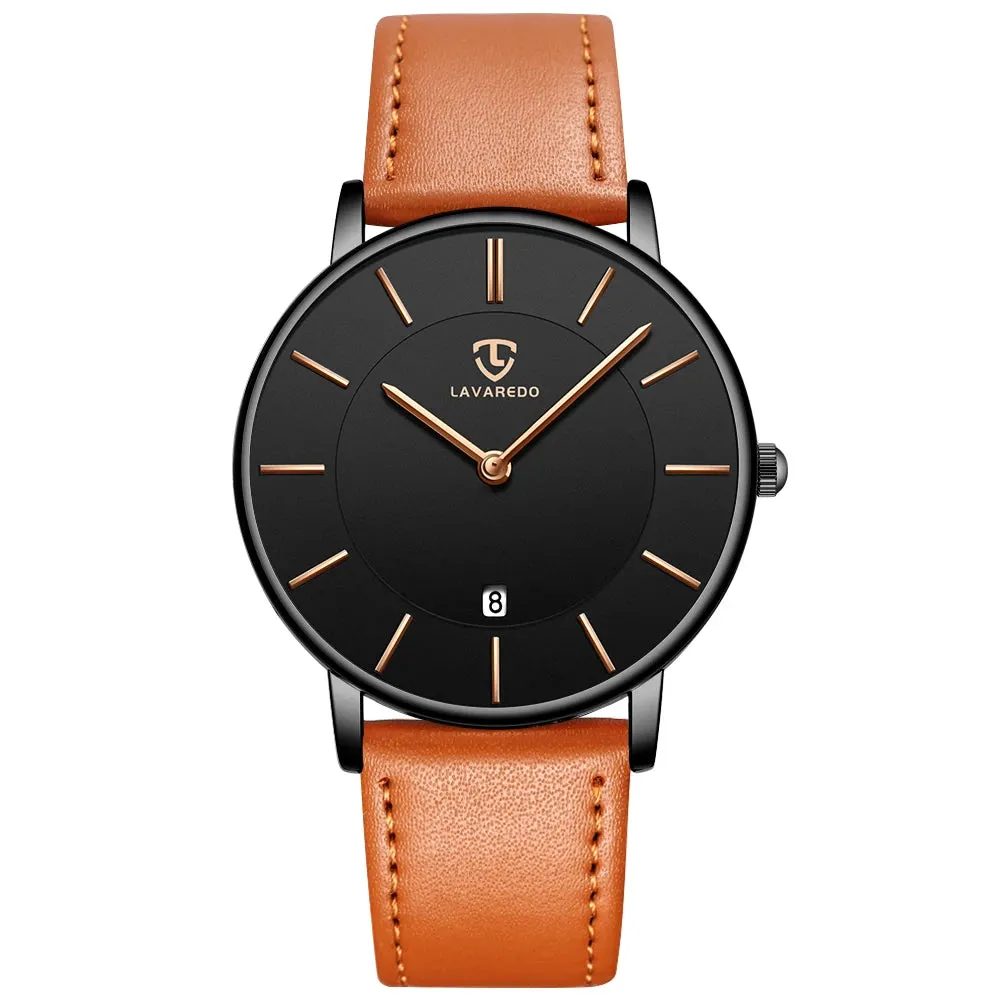 Refined Minimalist Men's Leather Wrist Watch