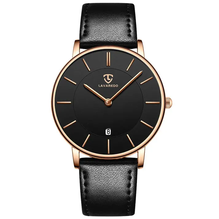 Refined Minimalist Men's Leather Wrist Watch