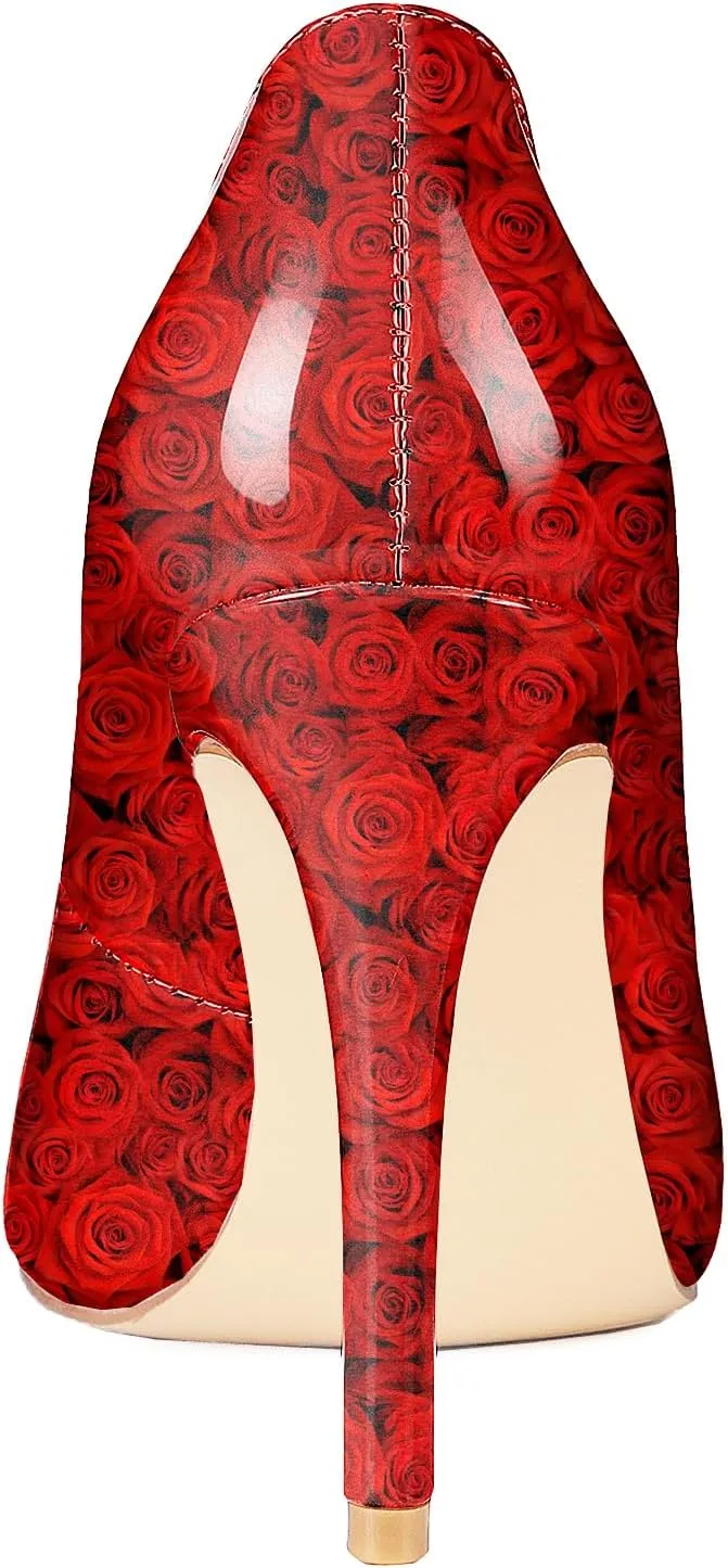 Reindee Lusion Womens High Stiletto Heels Pumps Crystal Printed Closed Toe Sexy Pumps Shoes