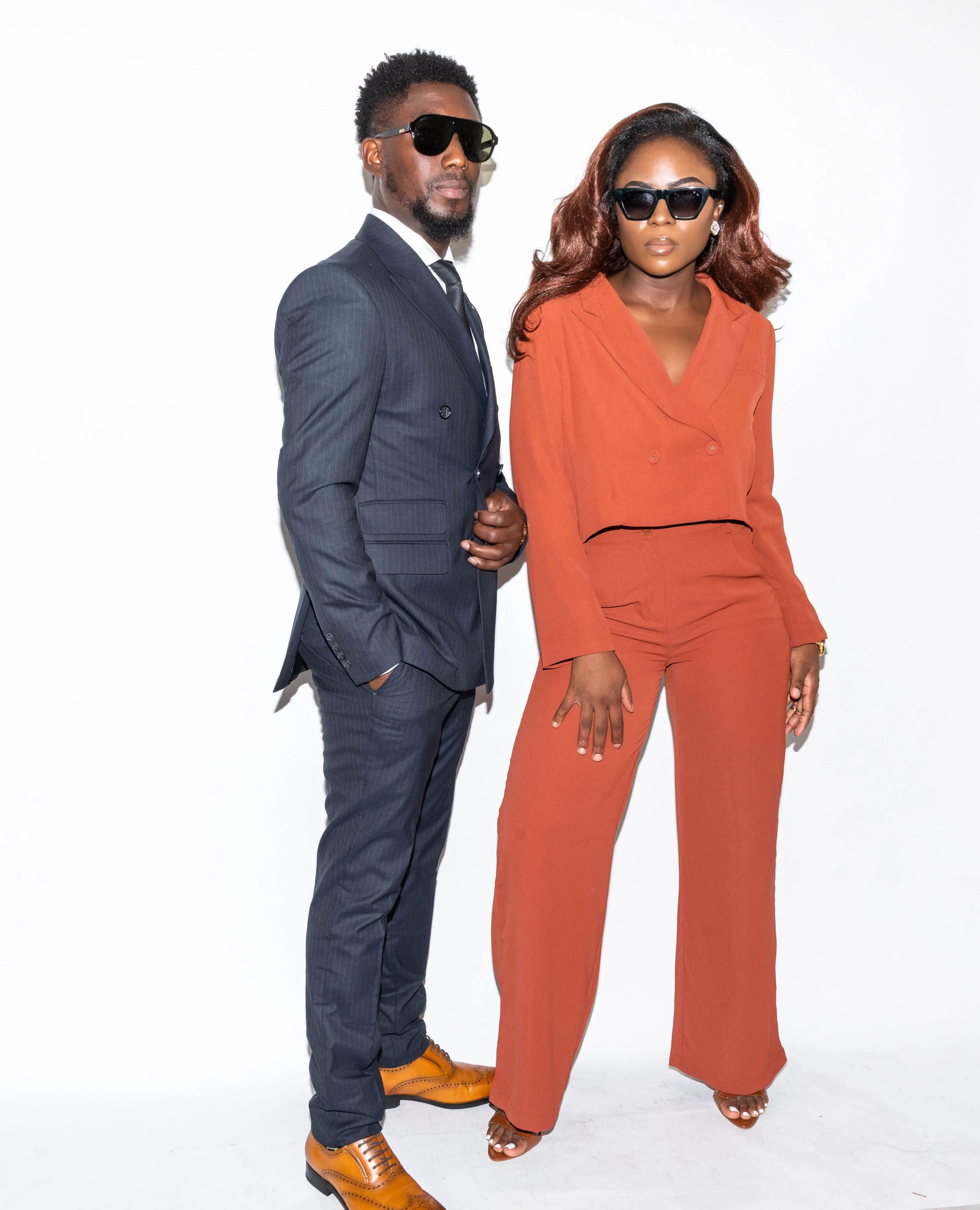 Rust Cropped Blazer Suit Set