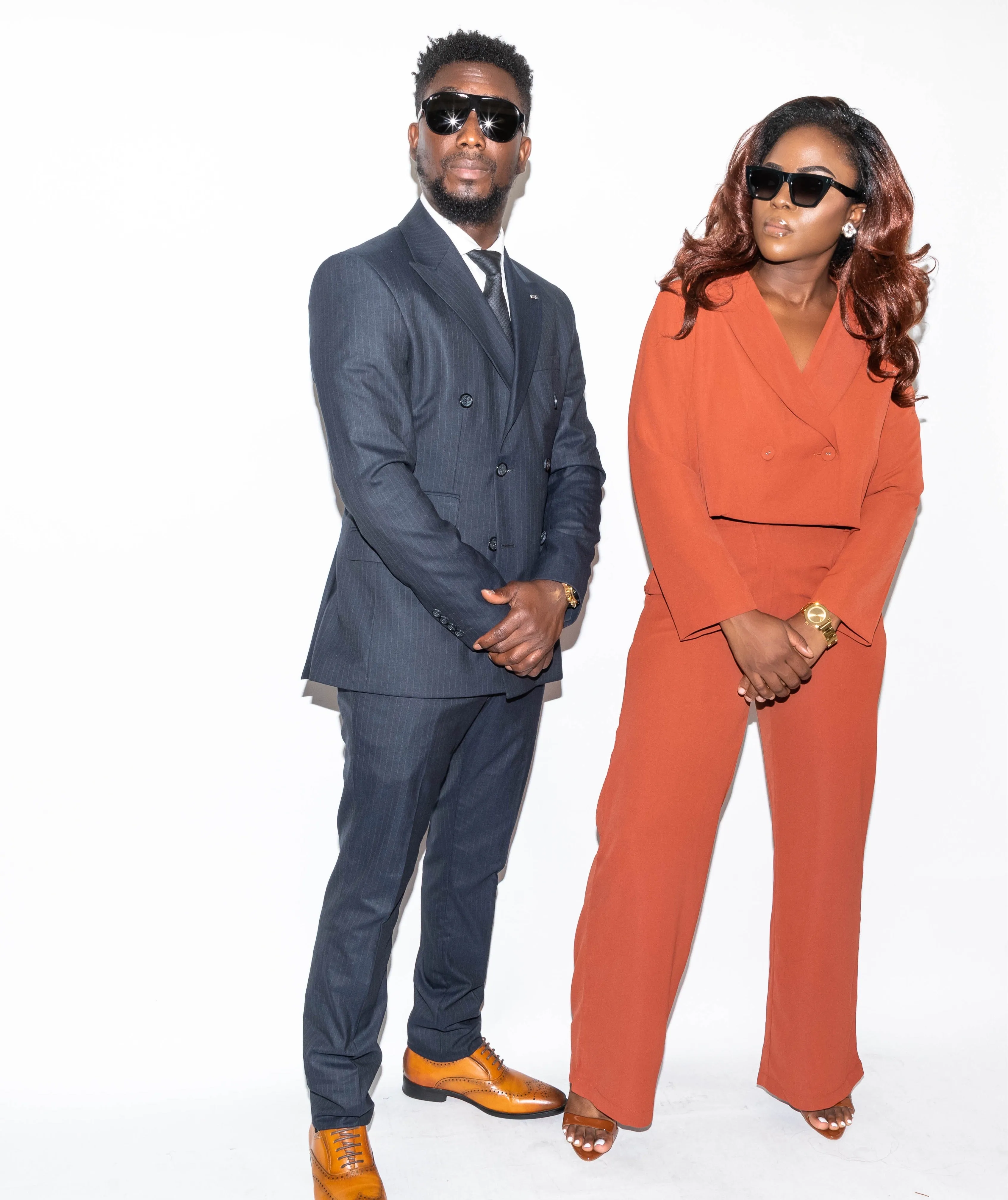Rust Cropped Blazer Suit Set