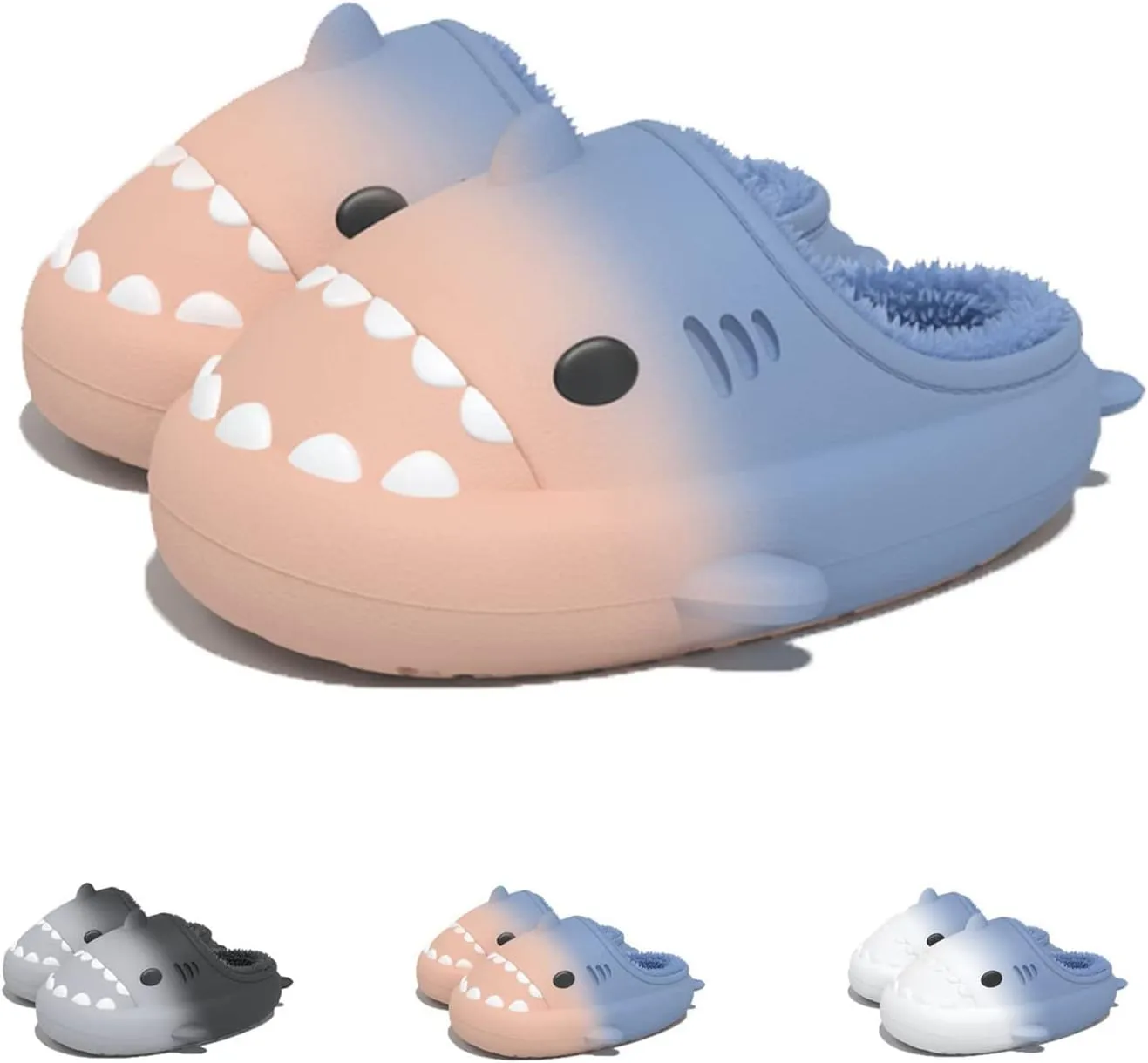 Shark Slides Winter Fluffy Plush Shark Slippers, Winter Cloud Slides Shark Slippers Adults Nonslip Fuzzy Slippers