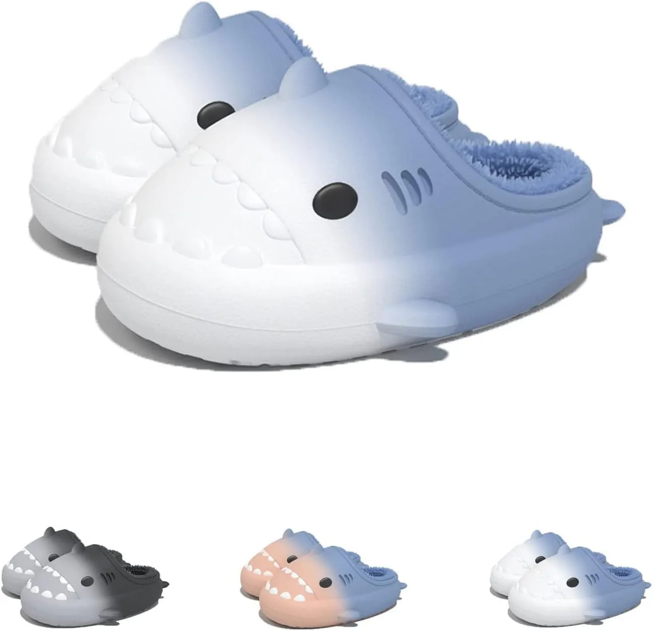 Shark Slides Winter Fluffy Plush Shark Slippers, Winter Cloud Slides Shark Slippers Adults Nonslip Fuzzy Slippers