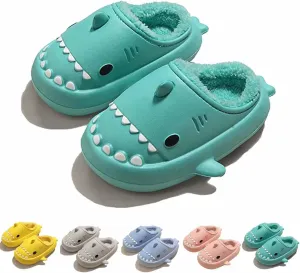 Shark Slides Winter Fluffy Plush Shark Slippers, Winter Cloud Slides Shark Slippers Adults Nonslip Fuzzy Slippers