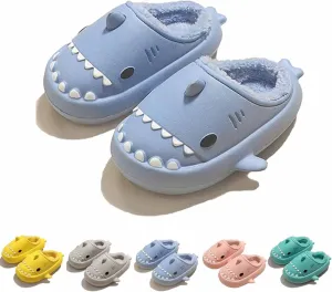 Shark Slides Winter Fluffy Plush Shark Slippers, Winter Cloud Slides Shark Slippers Adults Nonslip Fuzzy Slippers
