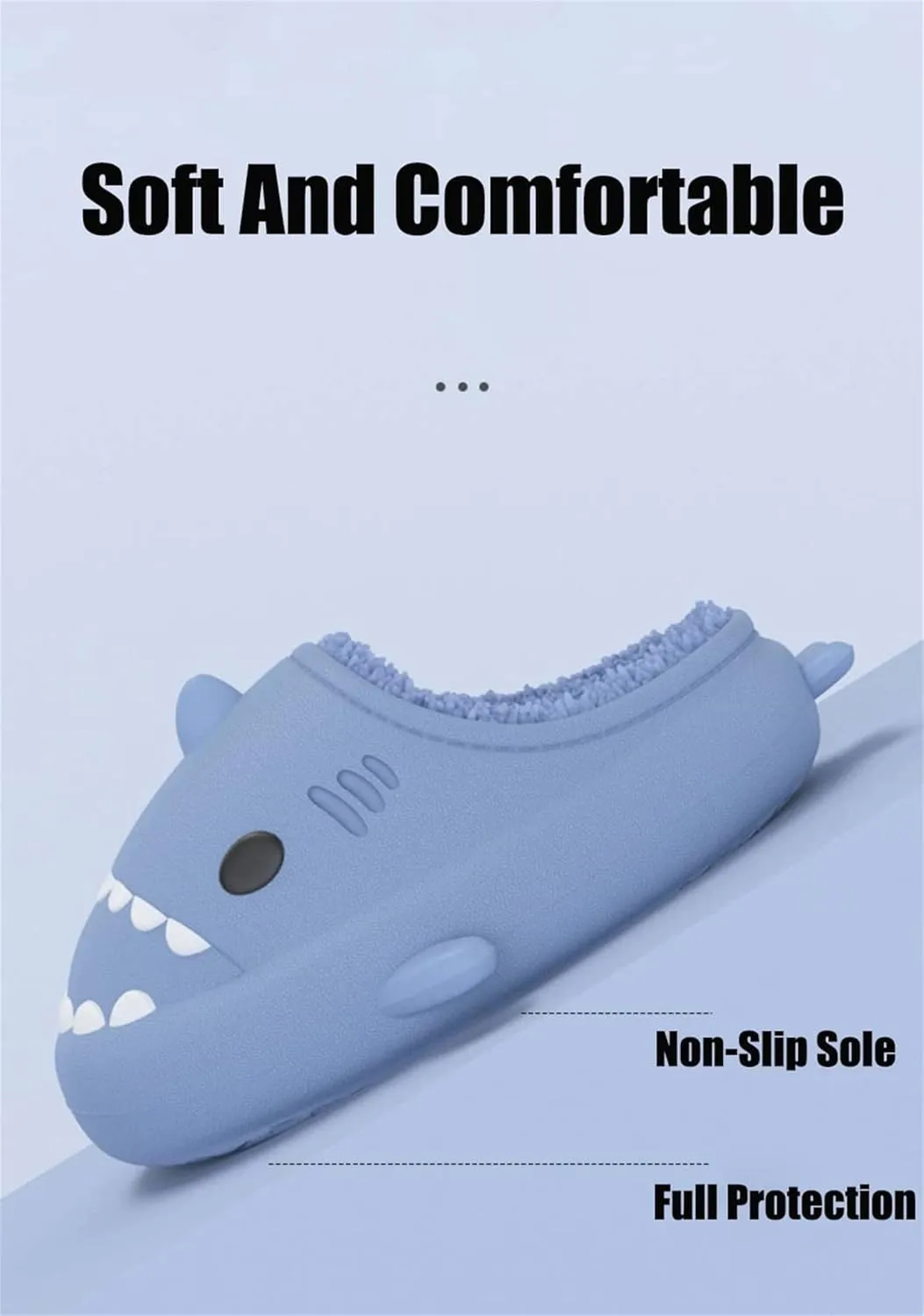Shark Slides Winter Fluffy Plush Shark Slippers, Winter Cloud Slides Shark Slippers Adults Nonslip Fuzzy Slippers