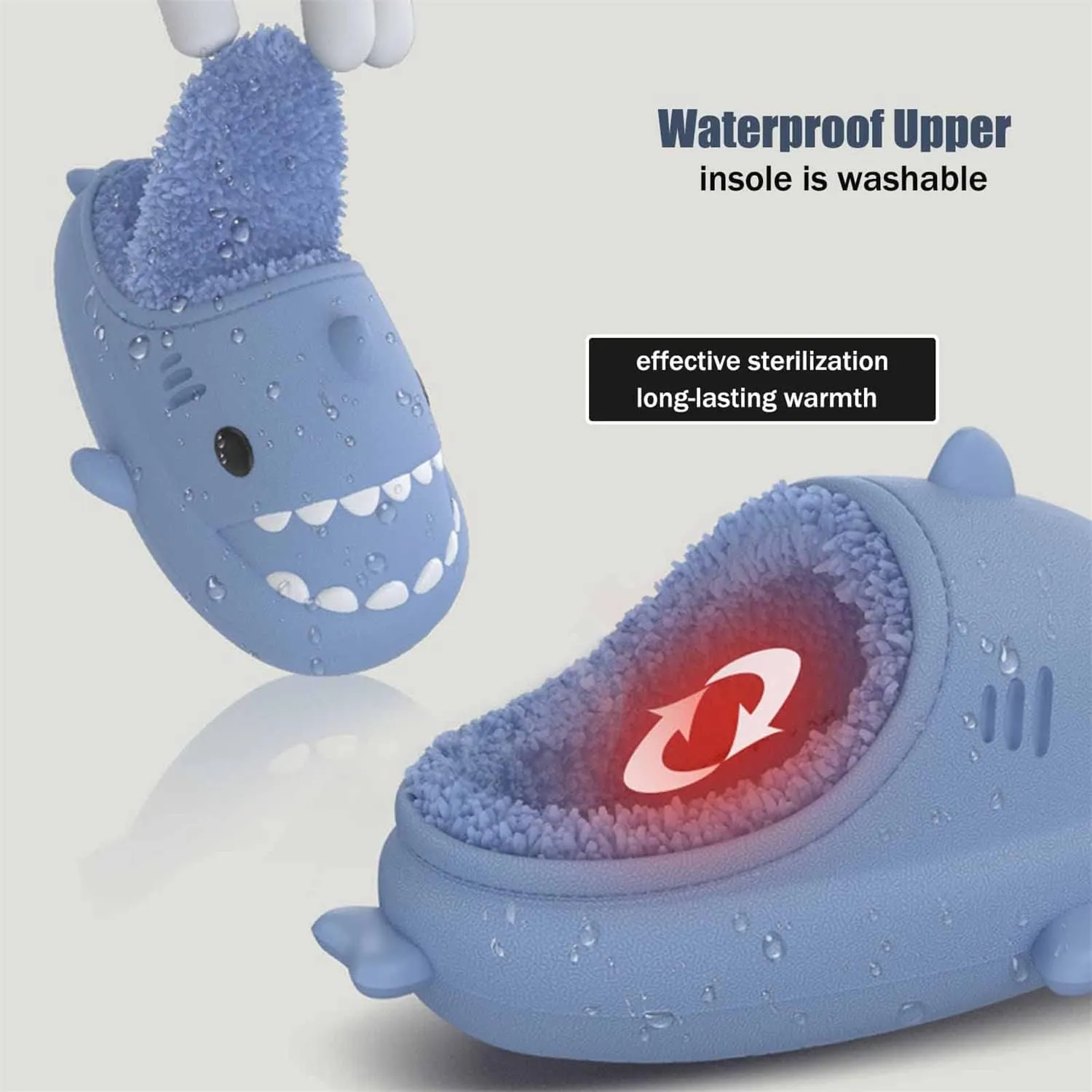 Shark Slides Winter Fluffy Plush Shark Slippers, Winter Cloud Slides Shark Slippers Adults Nonslip Fuzzy Slippers