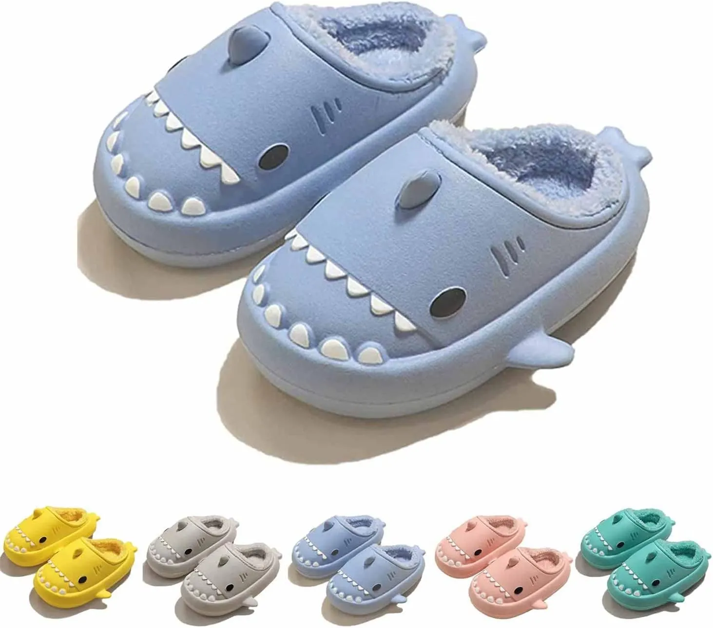 Shark Slides Winter Fluffy Plush Shark Slippers, Winter Cloud Slides Shark Slippers Adults Nonslip Fuzzy Slippers