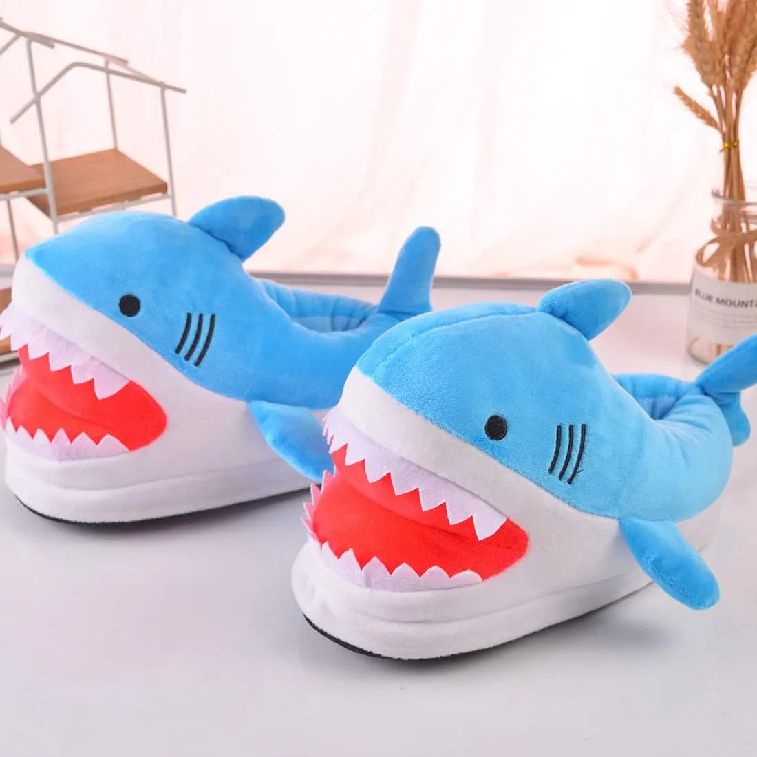 Shark Slippers, Shark Slippers for Women, Shark Shoes, Whale Slippers, Plush Indoor Home Furry Slippers with Cotton Socks