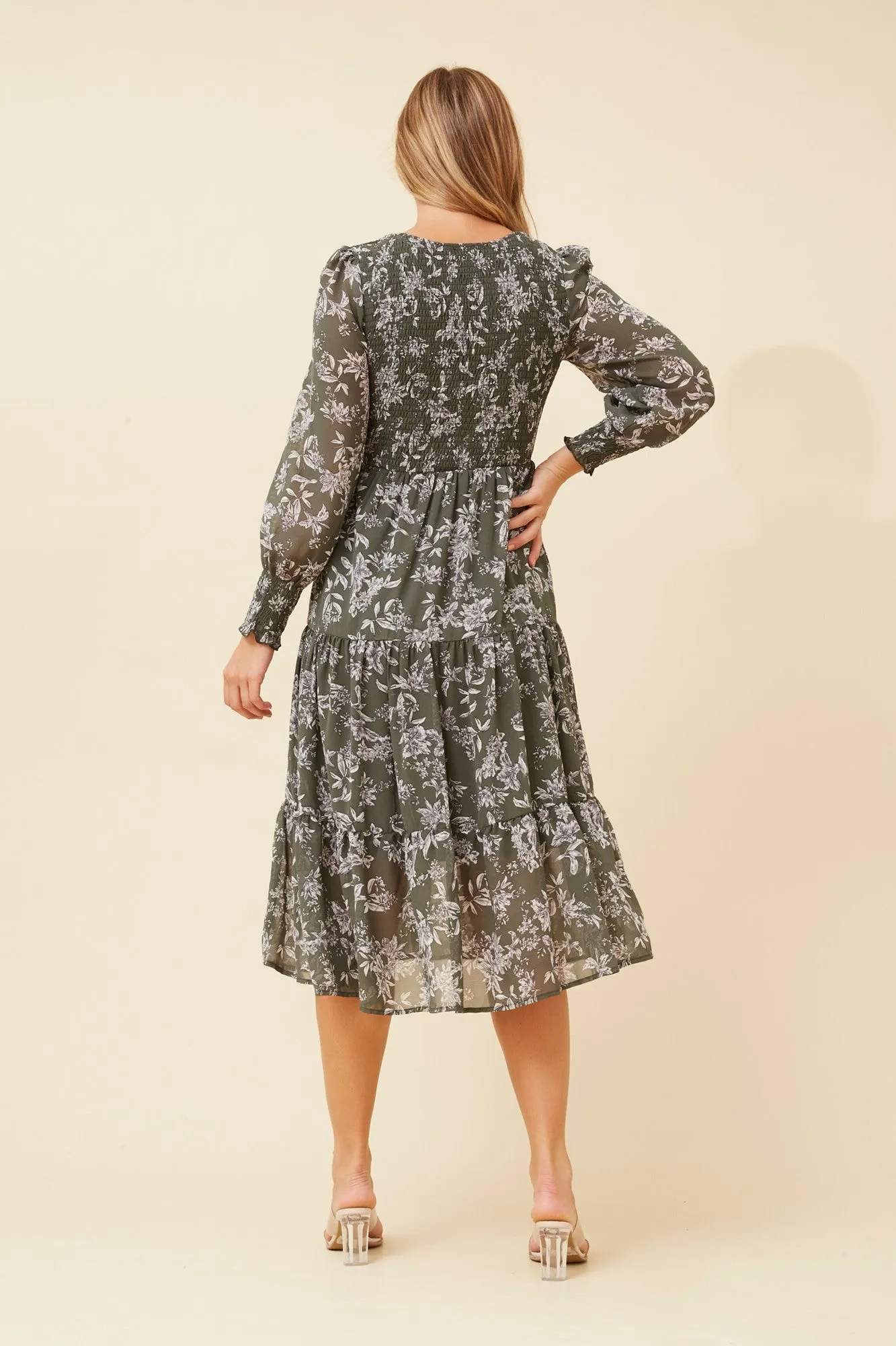 SHERRY FLORAL MIDI TIERED DRESS