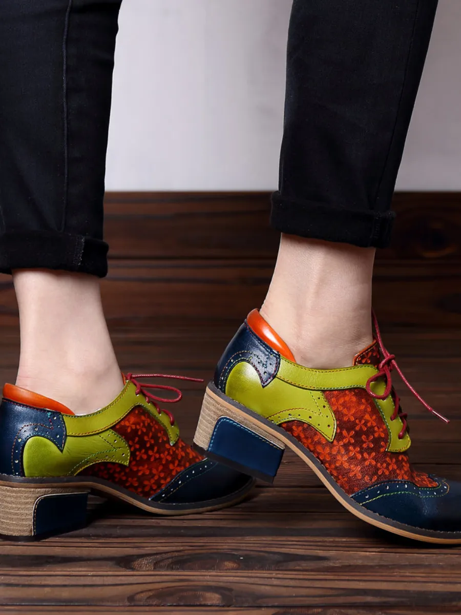SOFFIA | NAVY LEATHER BROGUES OXFORD