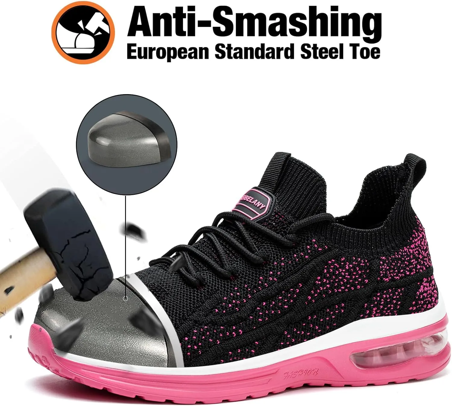 Steel Toe Shoes for Women Breathable Work Safety Sneakers Lightweight Comfortable Tennis Shoe Composite Toe Indestructible Shoes