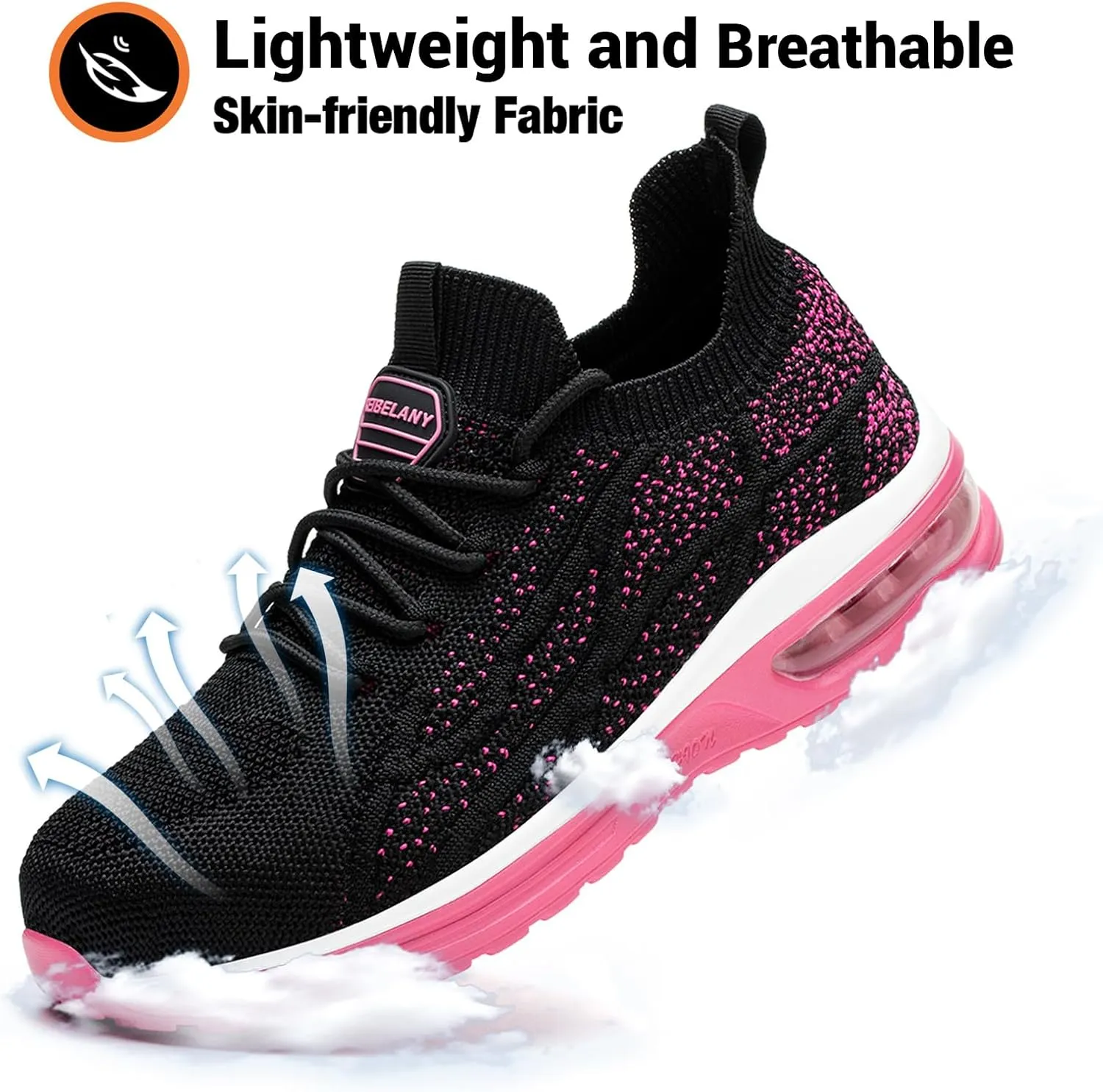 Steel Toe Shoes for Women Breathable Work Safety Sneakers Lightweight Comfortable Tennis Shoe Composite Toe Indestructible Shoes