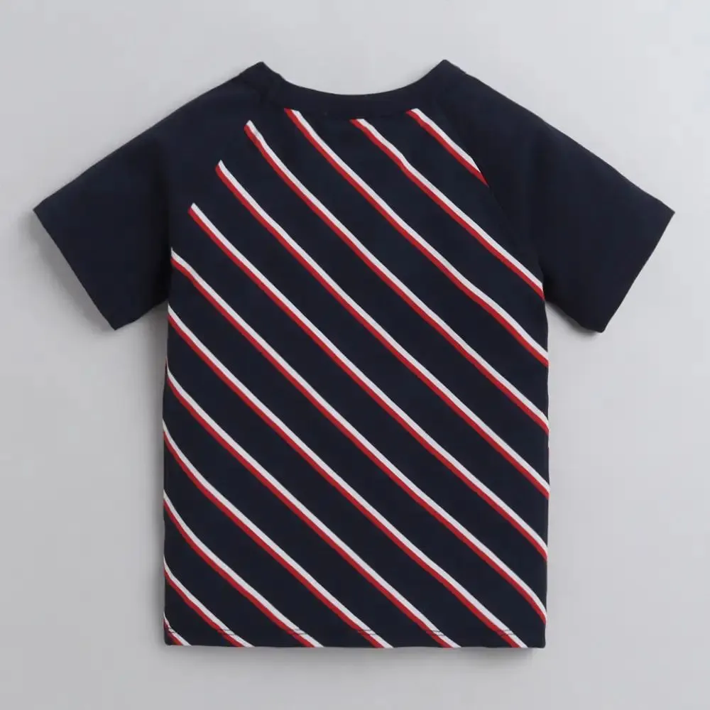 Striped Printed Tshirt - Navy