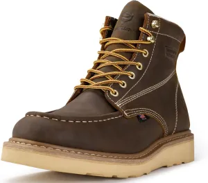 SUREWAY 6 Wedge Moc Toe Work Boots for Men - Soft Toe,Premium Full-Grain Leather,Lightweight Work Boots/Shoes,Comfort Insole,Oil/Slip Resistant,Real Goodyear,EH Rated Industrial Construction Boots