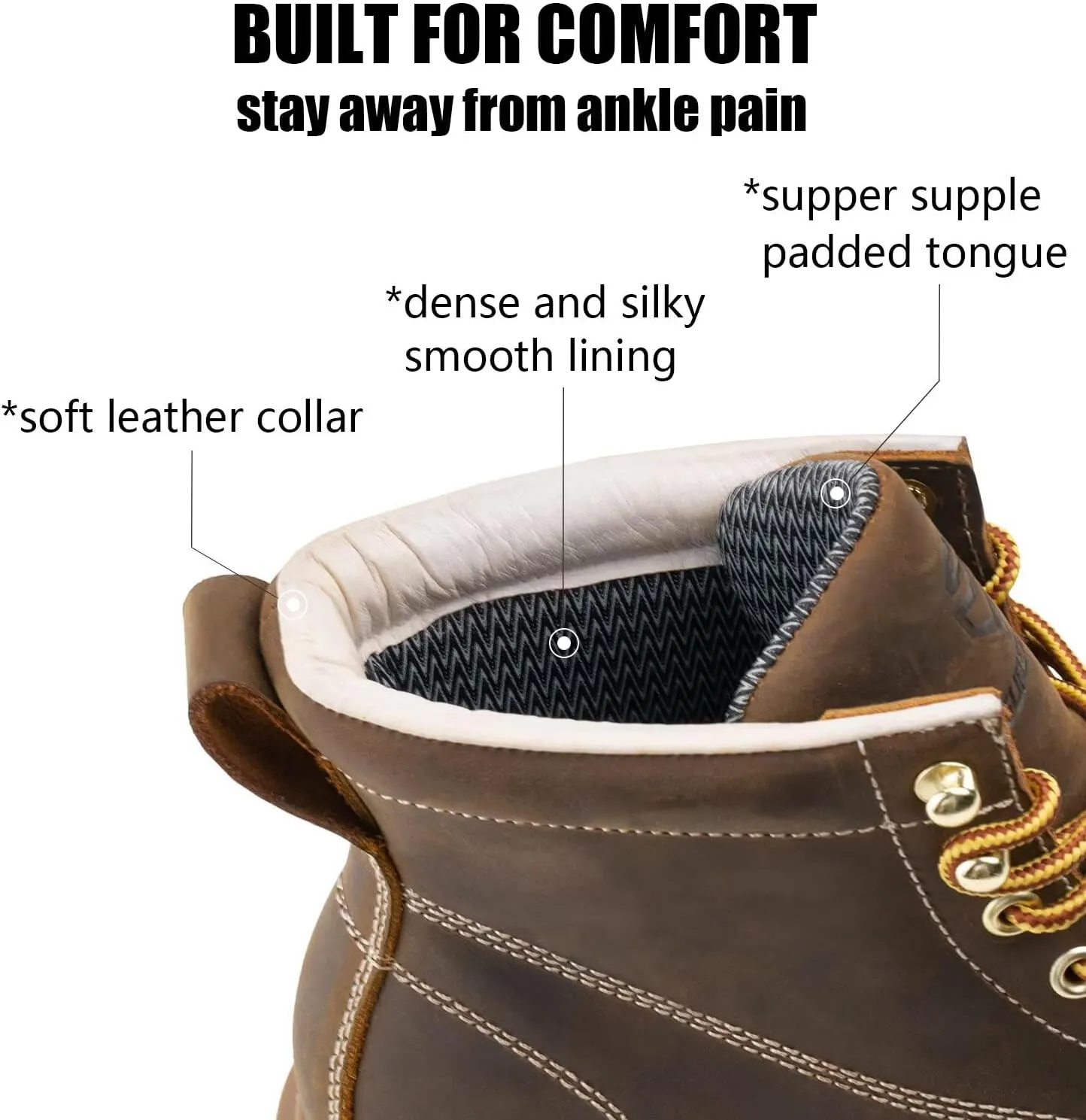 SUREWAY 6 Wedge Moc Toe Work Boots for Men - Soft Toe,Premium Full-Grain Leather,Lightweight Work Boots/Shoes,Comfort Insole,Oil/Slip Resistant,Real Goodyear,EH Rated Industrial Construction Boots
