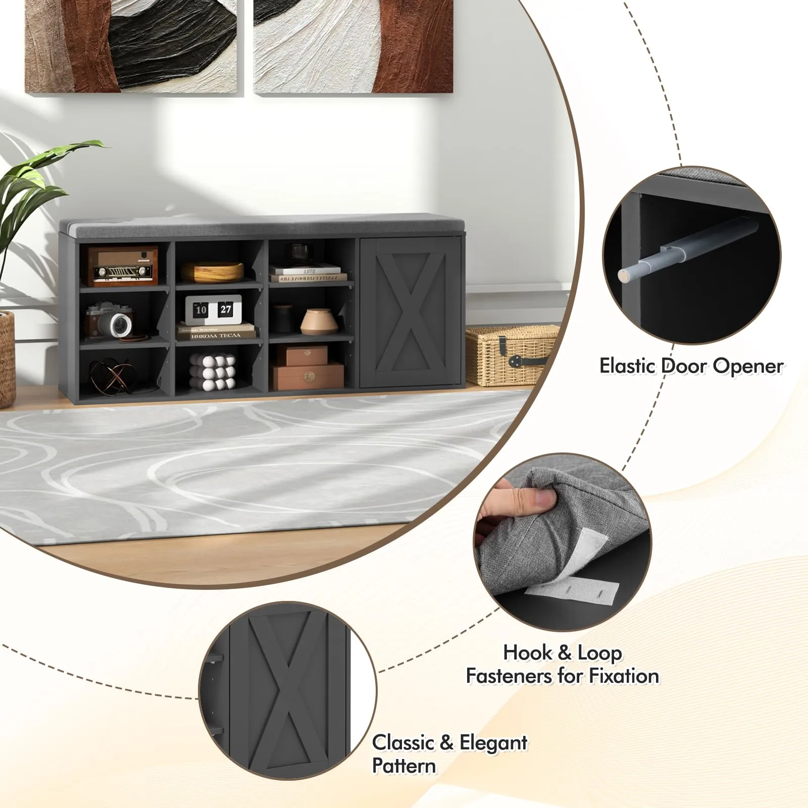 Tangkula Shoe Storage Bench with Padded Cushion