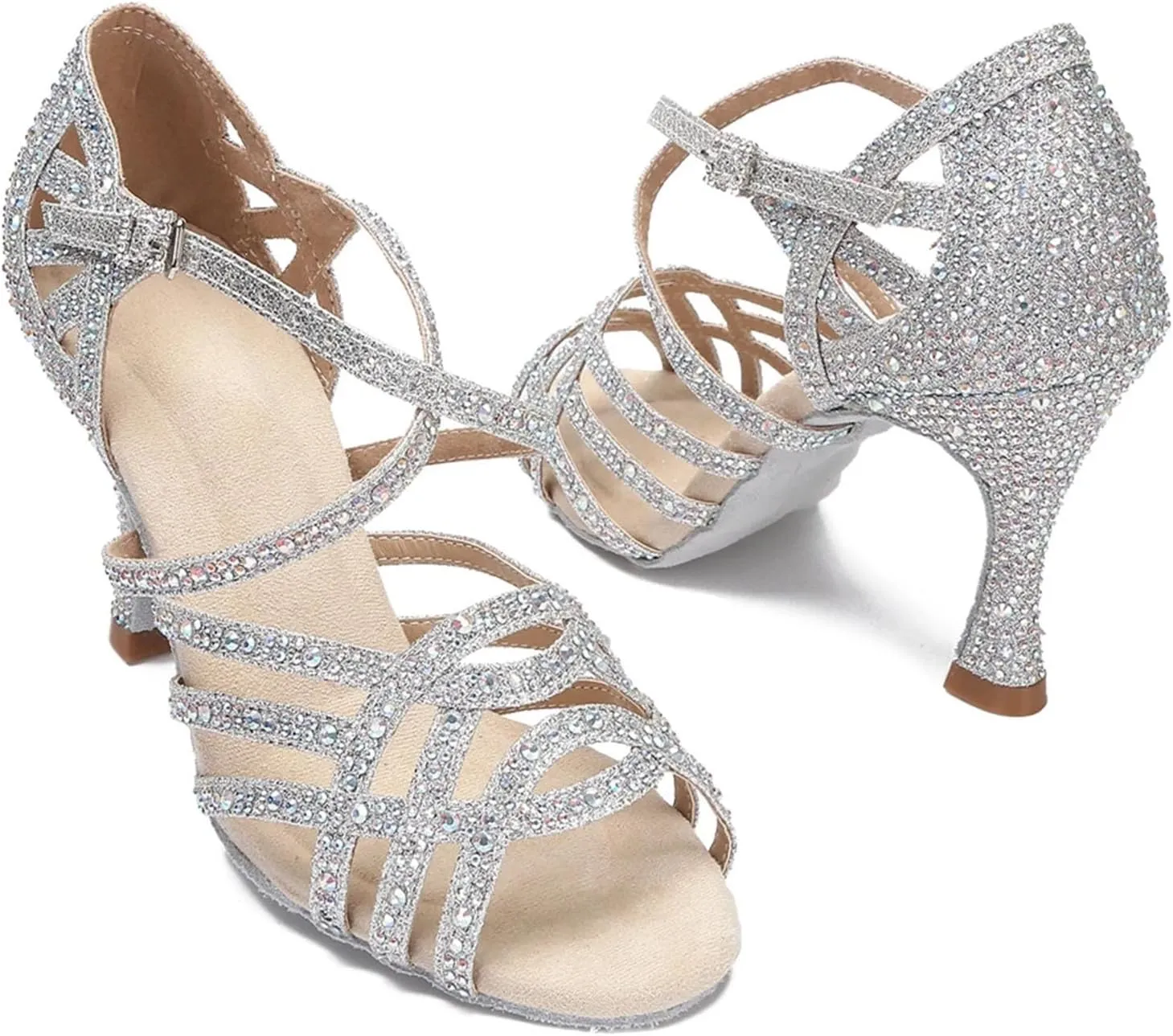 Tango Dance Shoes - Rhinestone Sandals for Ballroom Weddings (9CM/3.54")