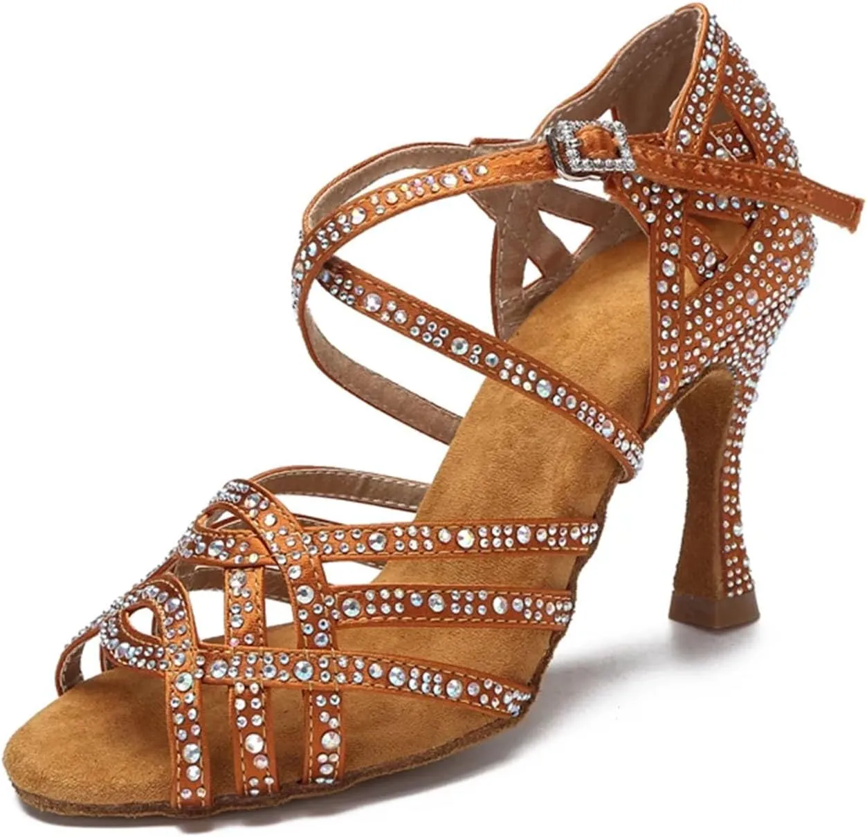 Tango Dance Shoes - Rhinestone Sandals for Ballroom Weddings (9CM/3.54")