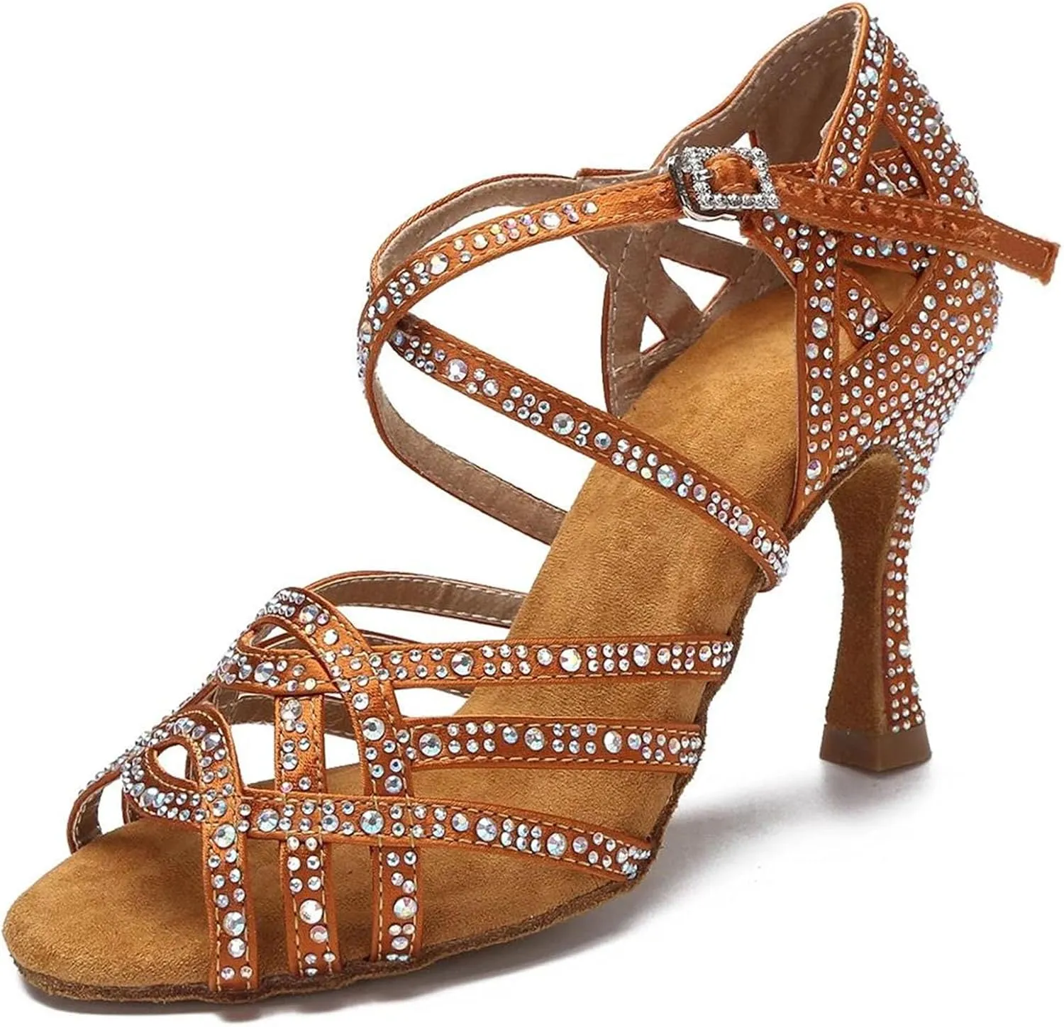 Tango Dance Shoes - Rhinestone Sandals for Ballroom Weddings (9CM/3.54")