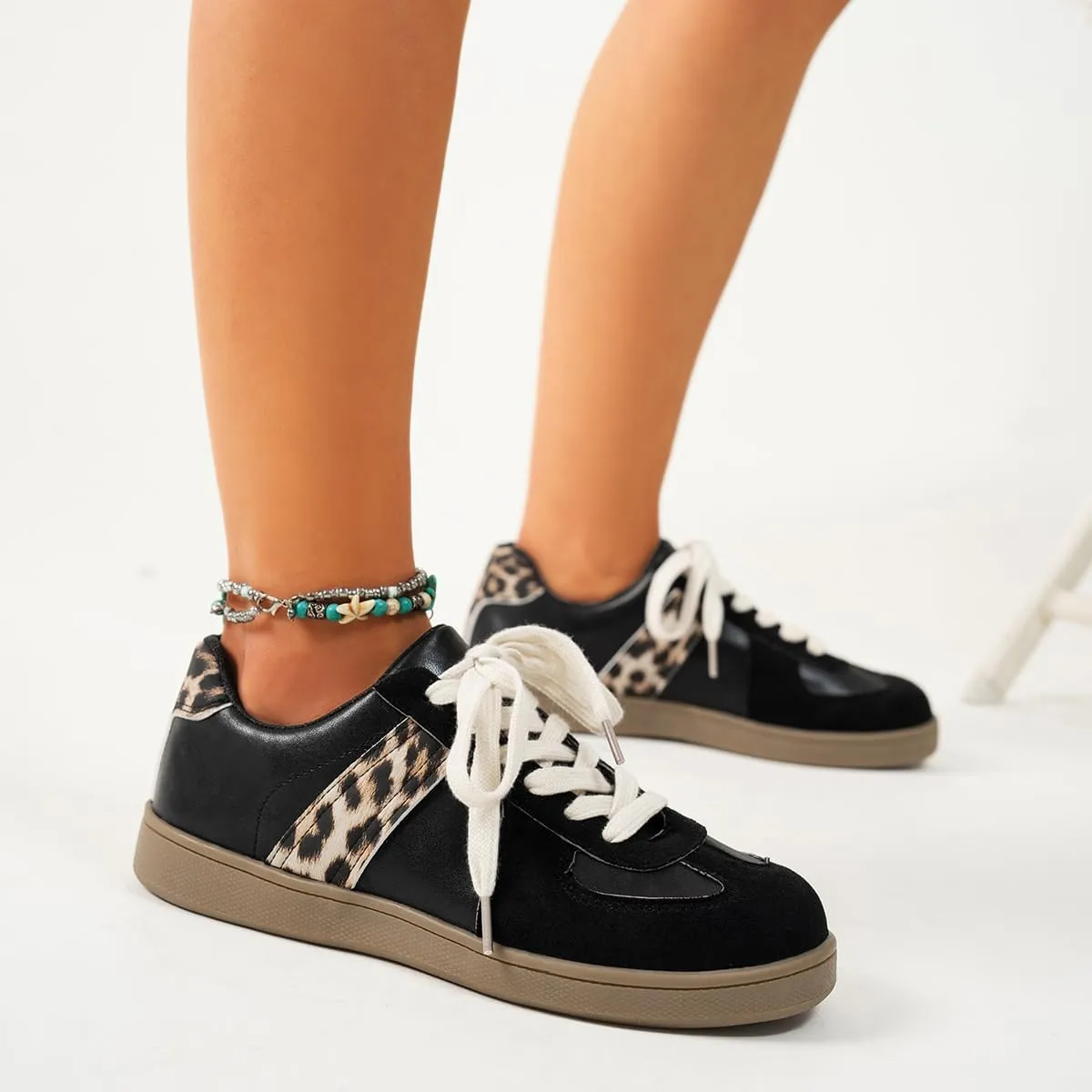 Tennis Shoes for Women & Girls Anti Slip Running Shoes Retro Leather Skateboarding Sneakers - Lightweight & Comfortable