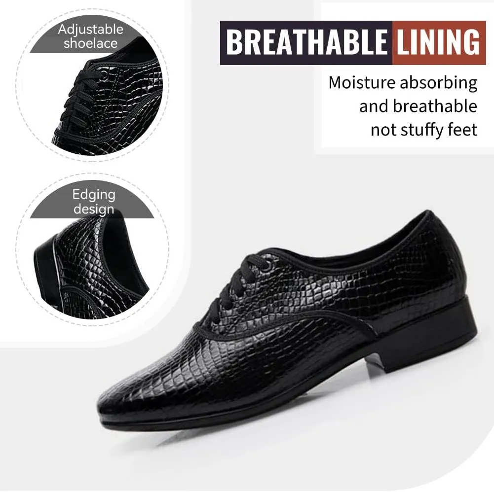 TINRYMX Men Latin Dance Shoes Lace-up Standard Ballroom Modern Tango Salsa Practice Social Dance Shoes,Model-LHD401