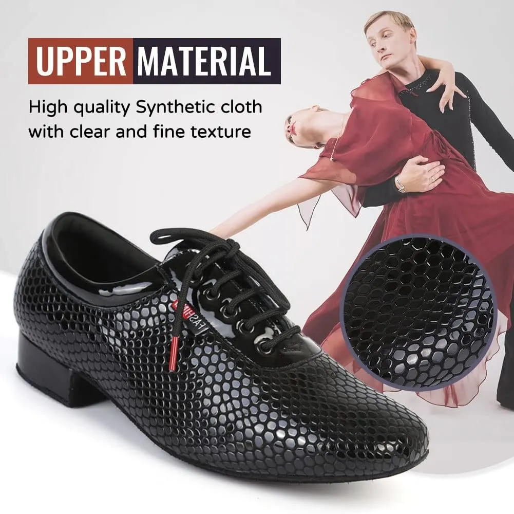 TINRYMX Men Latin Dance Shoes Lace-up Standard Ballroom Modern Tango Salsa Practice Social Dance Shoes,Model-LHD401