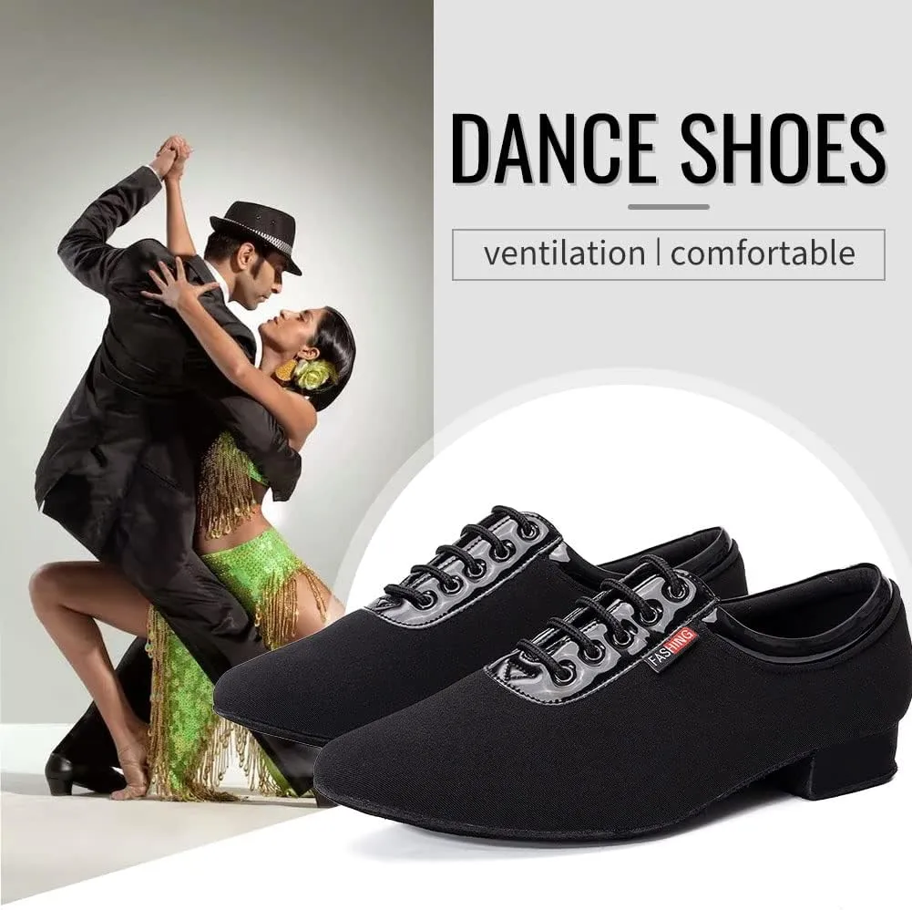 TINRYMX Men Latin Dance Shoes Lace-up Standard Ballroom Modern Tango Salsa Practice Social Dance Shoes,Model-LHD401