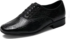 TINRYMX Men Latin Dance Shoes Lace-up Standard Ballroom Modern Tango Salsa Practice Social Dance Shoes,Model-LHD401