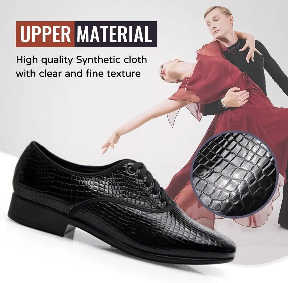 TINRYMX Men Latin Dance Shoes Lace-up Standard Ballroom Modern Tango Salsa Practice Social Dance Shoes,Model-LHD401