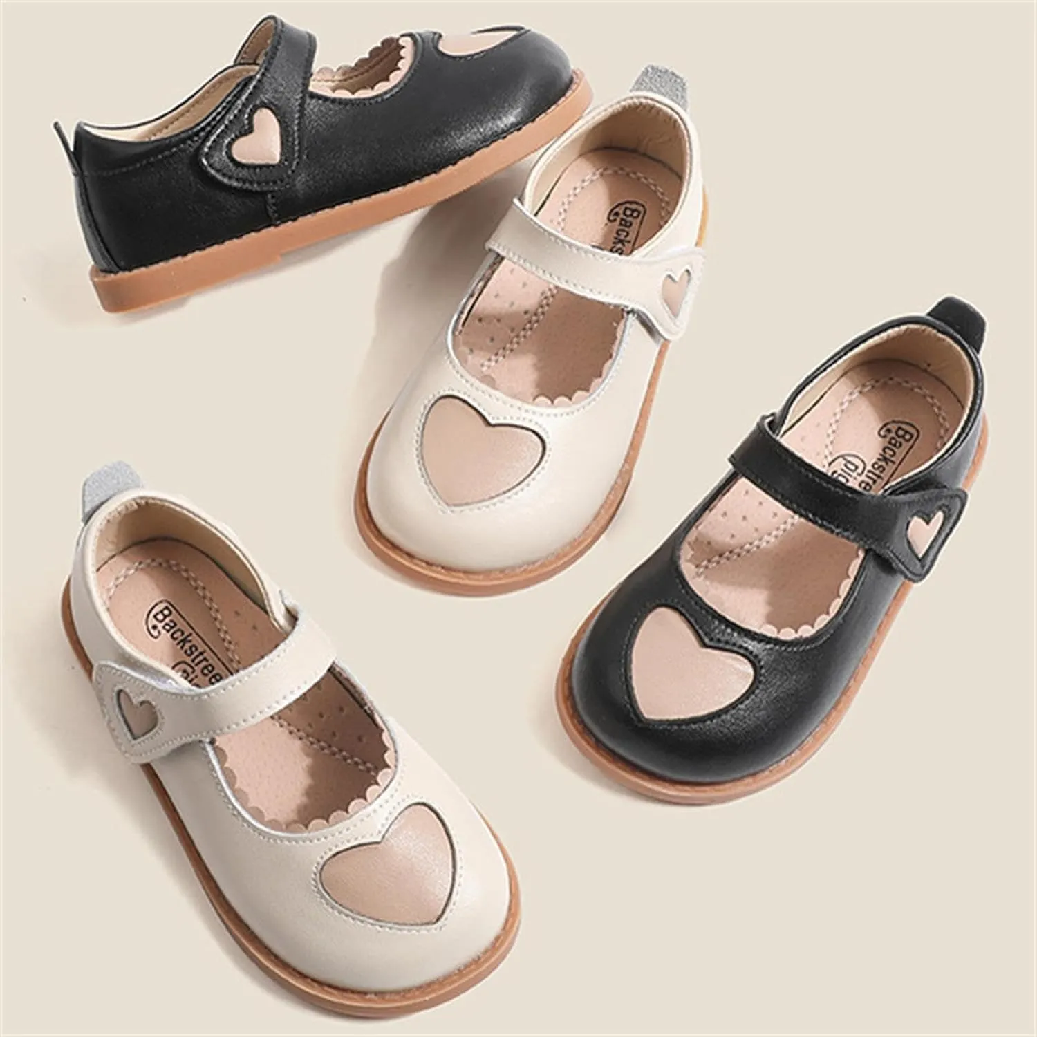 Toddler Little Girl's Sweet Heart Oxford Flats Princess Performance Dress Shoes Soft Sole Mary Janes