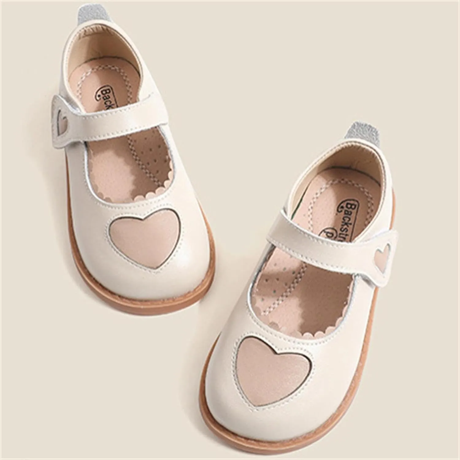 Toddler Little Girl's Sweet Heart Oxford Flats Princess Performance Dress Shoes Soft Sole Mary Janes