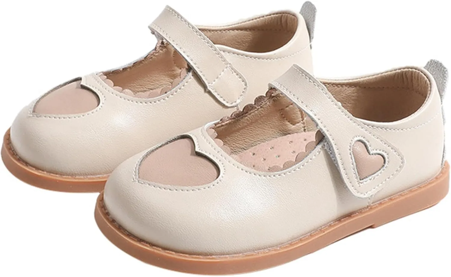 Toddler Little Girl's Sweet Heart Oxford Flats Princess Performance Dress Shoes Soft Sole Mary Janes