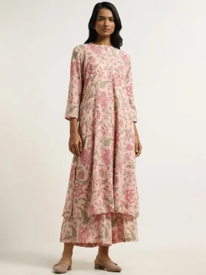 Utsa Pink Floral Printed Kurta