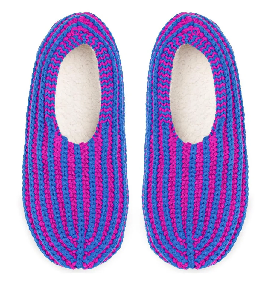 Verloop Chunky Rib Slippers - Magenta Cobalt