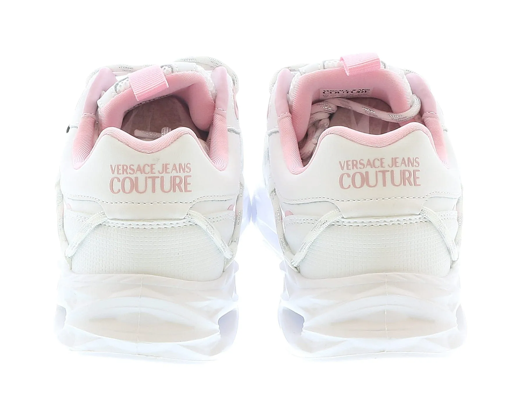 Versace Jeans Couture Low Top Lace Up Athletic White/Pink Sneakers-