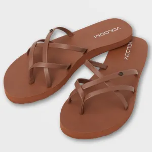 Volcom "New School II" Women's Sandals - Cognac
