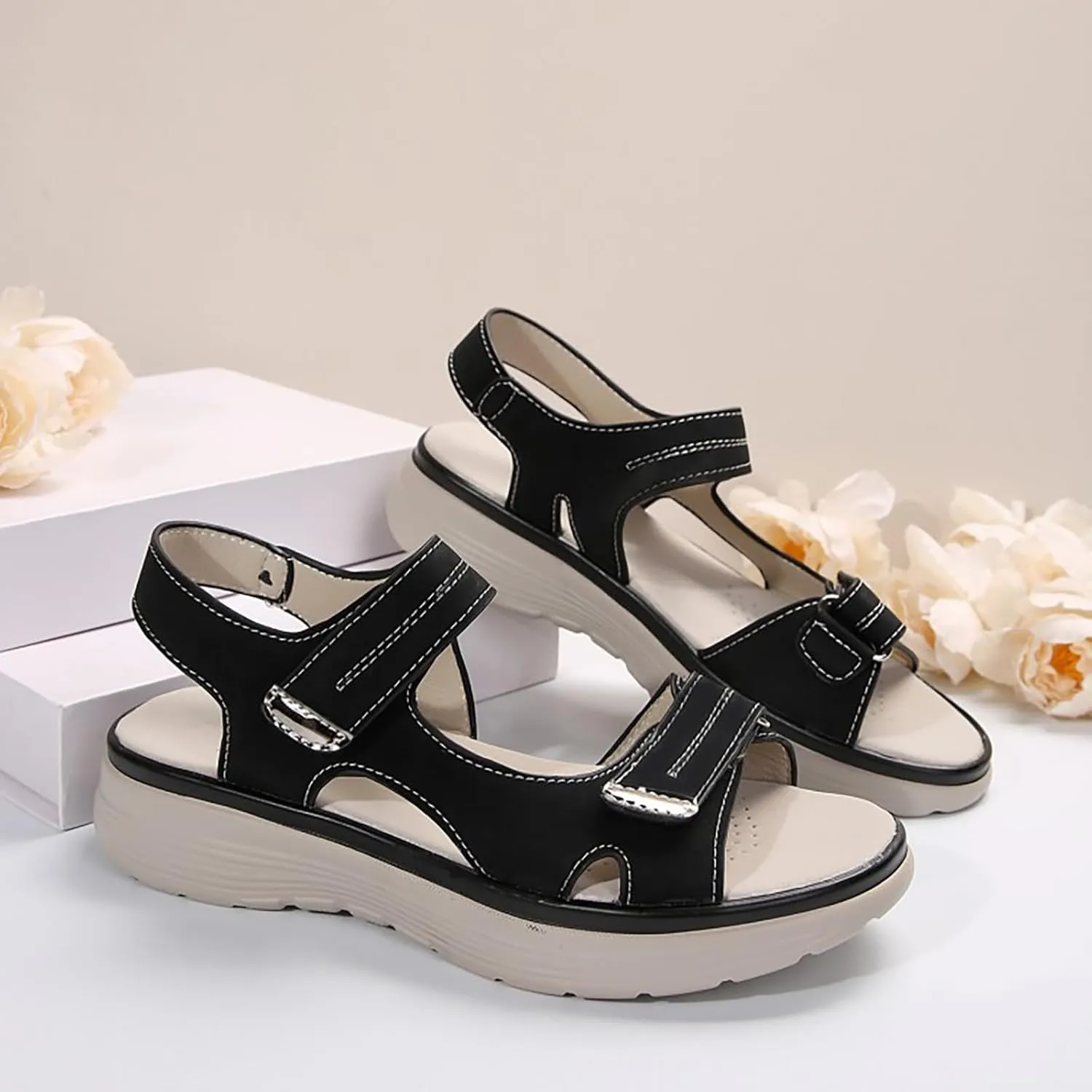 Walking Sandals Women Arch Support Dressy Summer Comfortable Orthopedic Sandals Wide Width Dress Shoes Soft Cushion Foam Wedges Comfy Recovery Hiking Sandal Non Slip Best Walking Shoes
