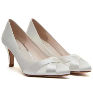 Wedding Heels By Rainbow Club, Ivory Satin, Low Heel, Lexi