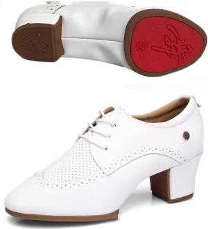 Women Ballroom Dance Shoes Non-Slip Split Sole Dance Shoes for Women Outdoor Tango Waltz Salsa Modern Dance Latin Dance Shoes Performance Shoes (Color : White-5CM/1.96In, Size : 5)