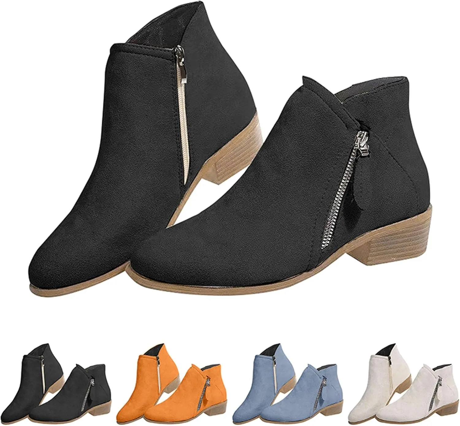 Women's Ankle Boots & Booties Low Heel Booties Short Boots for Women Hiking Boot Laces Men Comfy Casual Closed Back Chunky Low Heel Classic Pointed Toe