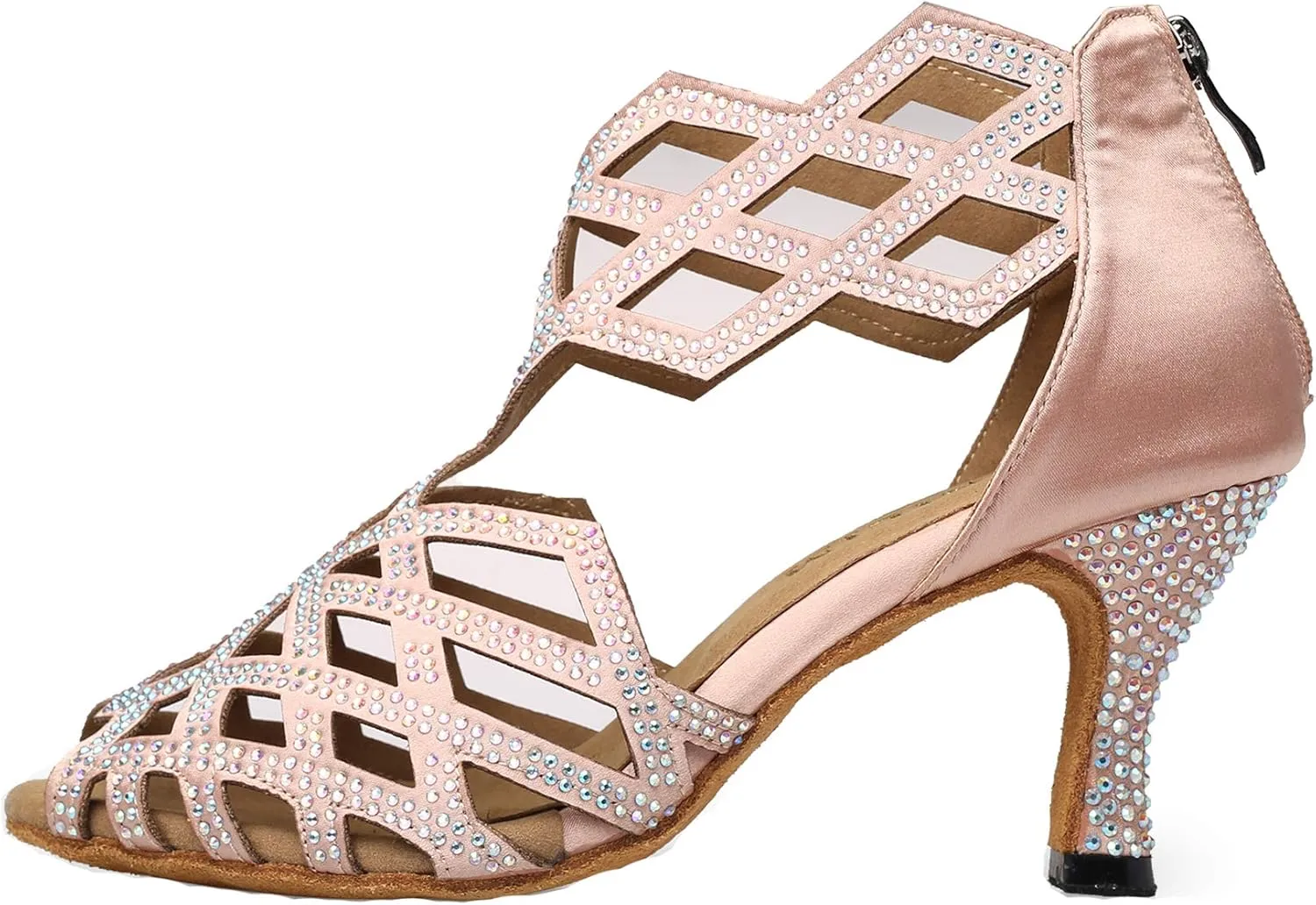 Women's Ballroom Rhinestone Dance Shoes, Latin Salsa Bachata Practice Performance Dancer Shoes
