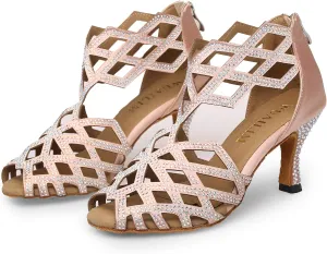 Women's Ballroom Rhinestone Dance Shoes, Latin Salsa Bachata Practice Performance Dancer Shoes