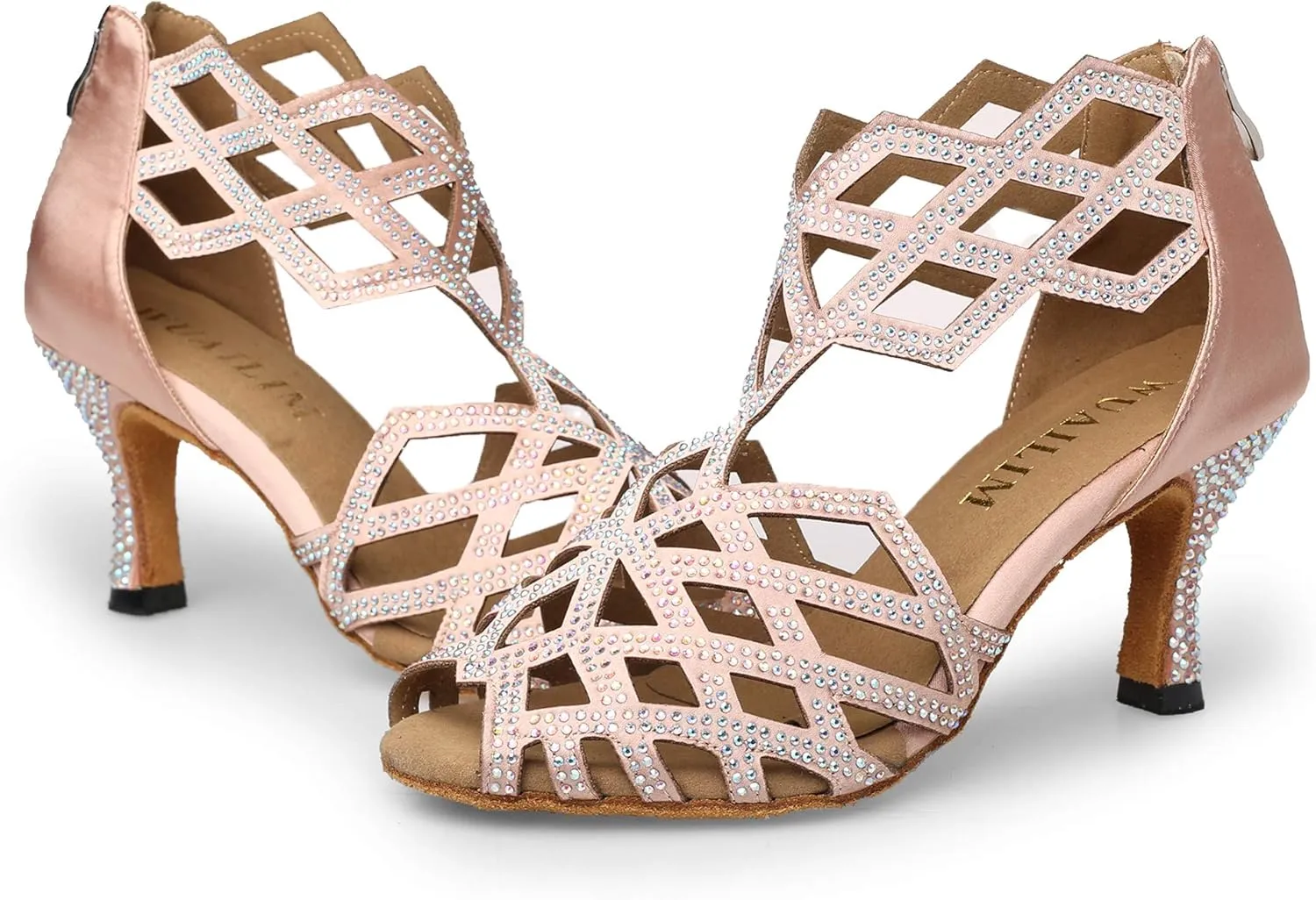 Women's Ballroom Rhinestone Dance Shoes, Latin Salsa Bachata Practice Performance Dancer Shoes