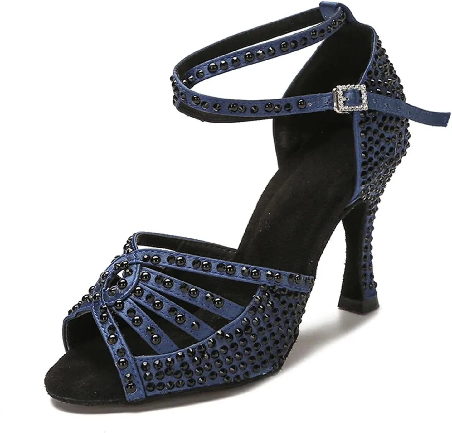 Women's Dance Shoes - Rhinestone Sandals with 9CM (3.54") Heels for Salsa, Rumba, Samba, Ballroom