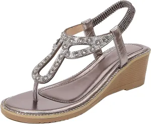 Womens Flip Flops Women's Sandals Ethnic Style Flip-flops Thick Bottom Wedge Heel Shoes Womens Orthopedic Shoes